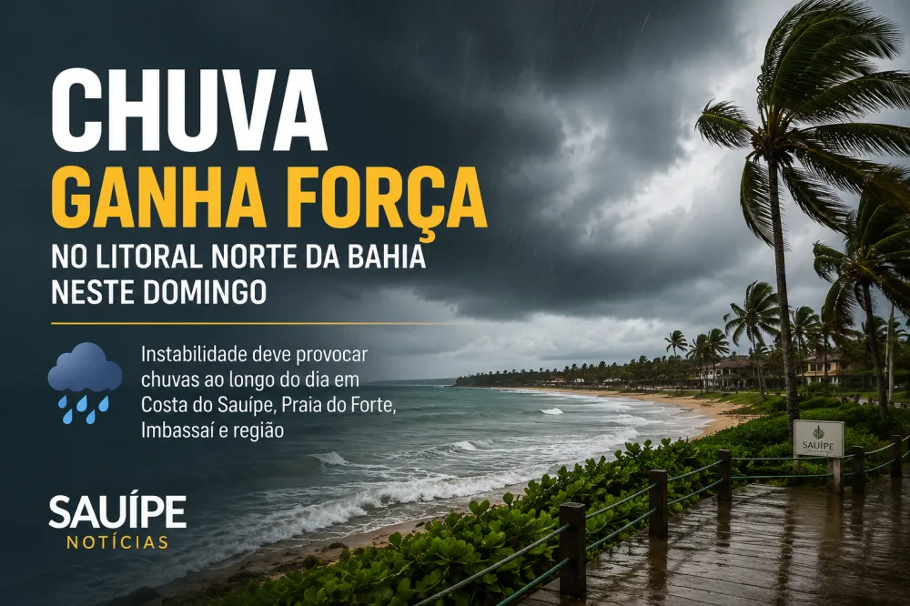 Chuva ganha força no Litoral Norte da Bahia neste domingo; veja previsão