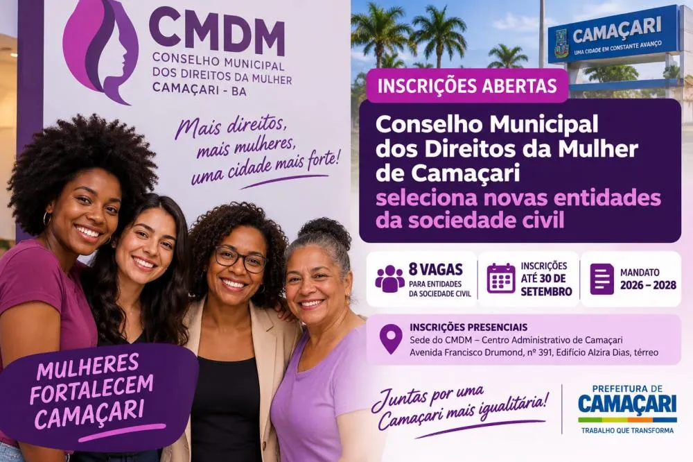 Conselho dos Direitos da Mulher de Camaçari abre inscrições para nova composição
