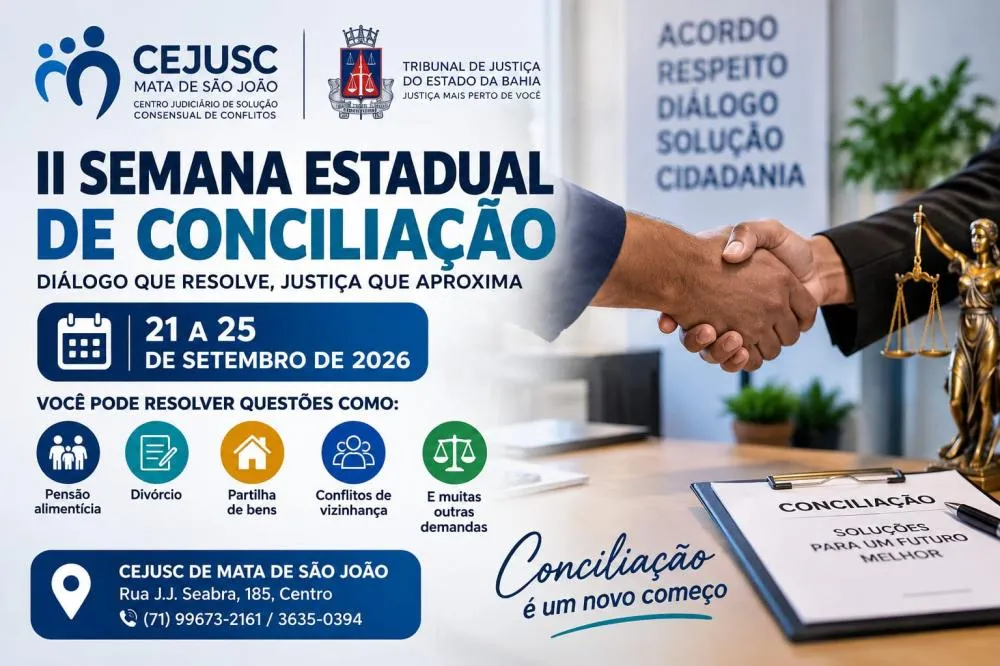 Moradores de Mata de São João poderão buscar acordos durante Semana de Conciliação